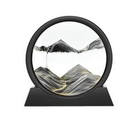 Wai Danie Moving Sand Art Picture 3D Hourglass Deep Sea Sandscape Liquid Motion Display Painting Flowing Sand Frame Relaxing Desktop Home Office Work Decor (Black, 7")