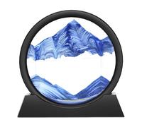 Wai Danie Moving Sand Art Picture 3D Hourglass Deep Sea Sandscape Liquid Motion Display Painting Flowing Sand Frame Relaxing Desktop Home Office Work Decor(Blue, 7")