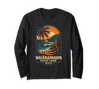 Waianapanapa Sunset Shirt Black Sand Golden Glow Long Sleeve T-Shirt