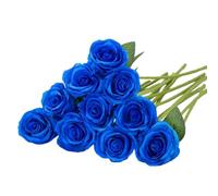 Waibejon 12 Pcs Artificial Blue Roses with Stems, Blue Fake Roses Artificials Flowers,Fake Artificial Blues Rose Silk Flowers, for Home Garden Party Hotel Wedding DIY
