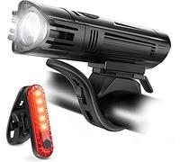 WaiDXn Bike Light Set USB Rechargeable- 400 Lumen Super Bright Front Light Taillight Combinations LED Bicycle Lights, IPX4 Waterproof, 8 Light Modes Fits All Bike(Include 2 USB Cables)