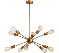 WaiDXn chandelier Chandelier Country Retro Industrial Style Living Room Dining Room Clothing Store Satellite Lamp Branch Type decoration(Brass,10 Lights)