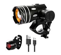 WaiDXn LED Bike Light Set, USB Rechargeable Bicycle Front Light, 380 Lumens Super Bright Bike Headlight and Rear Light, 3 Modes, IPX6 Waterproof, Fits All Bicycles/Easy Install