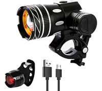 WaiDXn LED Bike Light Set, USB Rechargeable Bicycle Front Light, 380 Lumens Super Bright Bike Headlight and Rear Light, 3 Modes, IPX6 Waterproof, Fits All Bicycles/Easy Install