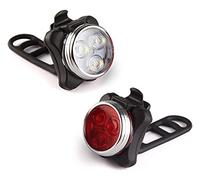 WaiDXn USB Rechargeable Bike Light Set,Super Bright Front Headlight and Rear LED Bicycle Light,650mah Lithium Battery,4 Light Mode Options(2 USB cables and 4 Strap Included)