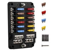 Waiecnksa 12V 12 Way Fuse Block Fuse Panel with Ground & 12 Volt Fuse Box for Car Automotive Boat RV RZR