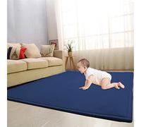 Waigg Kii Large Area Rug Coral Velvet Baby Play Mat,Thicken Nursery Carpet Crawling Tatami Yoga Mat Non-Slip Floor Mat Exercise Pads (120X120cm,Navy)
