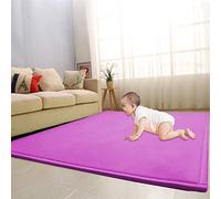 Waigg Kii Large Area Rug Coral Velvet Baby Play Mat,Thicken Nursery Carpet Crawling Tatami Yoga Mat Non-Slip Floor Mat Exercise Pads (120X120cm,Purple)