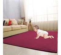 Waigg Kii Large Area Rug Coral Velvet Baby Play Mat,Thicken Nursery Carpet Crawling Tatami Yoga Mat Non-Slip Floor Mat Exercise Pads (100X100cm,Wind red)