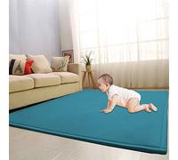 Waigg Kii Large Area Rug Coral Velvet Baby Play Mat,Thicken Nursery Carpet Crawling Tatami Yoga Mat Non-Slip Floor Mat Exercise Pads (120X150cm,Blue)