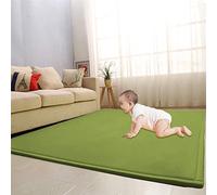 Waigg Kii Large Area Rug, Velvet Baby Play Mat, Non-Slip Yoga Mat, Exercise Pads (130X130cm, Light Green)