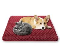 Waigg Kii Large Dog Bed Cooling Mattress Waterproof,Comfort Pet Sofa Bed Igloo Mat Non-Slip Cat Cushion Luxurious Dog Crate Beds Calming Urinary Barrier Mat (Red,L 55 * 70cm-1pcs)