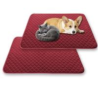 Waigg Kii Large Dog Bed Cooling Mattress Waterproof,Comfort Pet Sofa Bed Igloo Mat Non-Slip Cat Cushion Luxurious Dog Crate Beds Calming Urinary Barrier Mat (Red,M 50 * 62cm-2pcs)