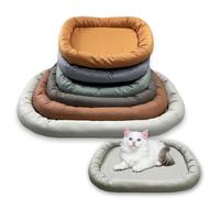 Waigg Kii Large Dog Bed Leather Cloth Waterproof,Calming Cat Bed Cushion Anti Anxiety Sleeping Mat,Pet Beds Neck Support Relax Joints Crate Mattress Non Slip (Grey,S 45 * 35CM)