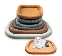 Waigg Kii Large Dog Bed Leather Cloth Waterproof,Calming Cat Bed Cushion Anti Anxiety Sleeping Mat,Pet Beds Neck Support Relax Joints Crate Mattress Non Slip (Orange,M 55 * 45CM)