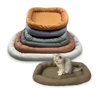 Waigg Kii Large Dog Bed Leather Cloth Waterproof,Calming Cat Bed Cushion Anti Anxiety Sleeping Mat,Pet Beds Neck Support Relax Joints Crate Mattress Non Slip (Brown,L 65 * 50CM)