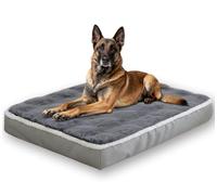 Waigg Kii Large Dog Bed Thick Support Dogs Cushion Washable,Luxurious Anti Anxiety Memory Foam Cat Bed with Removable Cover,Non-slip Dog Sofa Beds for Indoor Pet (Grey,L 91 * 63 * 8CM)