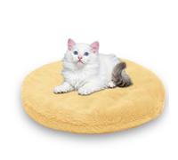 Waigg Kii Round Calming Cat Beds for Indoor Cats,Square Washable Cats Mat Large Dog Bed Soft Fluffy Premium Flannel Cloth Pet Bed Warm Cat Cushion Double-sided (Yellow,S-43CM-R-1PCS)