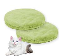 Waigg Kii Round Calming Cat Beds for Indoor Cats,Square Washable Cats Mat Large Dog Bed Soft Fluffy Premium Flannel Cloth Pet Bed Warm Cat Cushion Double-sided (Green,L-55CM-R-2PCS)