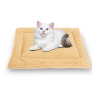 Waigg Kii Round Calming Cat Beds for Indoor Cats,Square Washable Cats Mat Large Dog Bed Soft Fluffy Premium Flannel Cloth Pet Bed Warm Cat Cushion Double-sided (Yellow,M-56 * 46CM-S-1PCS)