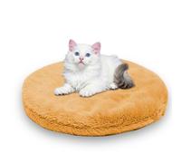 Waigg Kii Round Calming Cat Beds for Indoor Cats,Square Washable Cats Mat Large Dog Bed Soft Fluffy Premium Flannel Cloth Pet Bed Warm Cat Cushion Double-sided (Orange,XL-75CM-R-1PCS)
