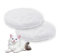 Waigg Kii Round Calming Cat Beds for Indoor Cats,Square Washable Cats Mat Large Dog Bed Soft Fluffy Premium Flannel Cloth Pet Bed Warm Cat Cushion Double-sided (White,M-50CM-R-2PCS)