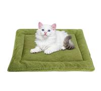 Waigg Kii Round Calming Cat Beds for Indoor Cats,Square Washable Cats Mat Large Dog Bed Soft Fluffy Premium Flannel Cloth Pet Bed Warm Cat Cushion Double-sided (Dark Green,L-65 * 55CM-S-1PCS)