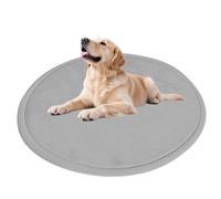 Waigg Kii Round Dog Bed Mat for Medium Large Dogs Washable,Anti-Slip Dog Calming Beds Pet Crate Mat Pad,Deluxe Anxiety Relief Kennel Beds Sleeping Mats for Large Jumbo Medium Small Dogs (Grey,170cm)