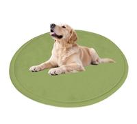Waigg Kii Round Dog Bed Mat for Medium Large Dogs Washable,Anti-Slip Dog Calming Beds Pet Crate Mat Pad,Deluxe Anxiety Relief Kennel Beds Sleeping Mats for Large Jumbo Medium Small Dogs (Green,90cm)