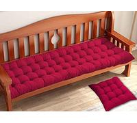 Waigg Kii Thick Garden Bench Cushion 2 3 Seater Bench Pad 80/100/120cm,Rectangle Cotton Bench Cushions Pad for Chaise Swing Indoor Outdoor (150x50cm,Red)