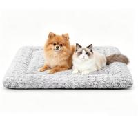 Waigg Kii Washable Dog Bed Crate Mattress,Extra Large Pet Pad Soft Warm Plush Calming Pet Bed with Non Slip Bottom Anti-Anxiety Dog Mat for Large Medium Small Dogs Cats (Light Grey,90 * 55 * 4cm)