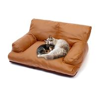 Waigg Kii Waterproof Dog Bed Thick Pillow Dog Sofa Beds,Washable Cat Sofa Calming Dogs Couch with Non-slip Base,Support Cat Beds Anti Anxiety Deep Sleeping (Brown,XL-80 * 60 * 25CM)