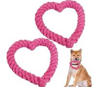 WaigN 2Pcs Pink Cute Dog/Cat Chew Toys, Dog Toys for Chewers, Heavy Duty Dental Dog Rope Toy for Dogs, Creative Love Heart Shaped Interactive, Girl Puppy