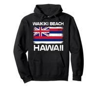 Waikiki Beach Hawaii Honolulu Oahu Hawaiian Flag Design Pullover Hoodie