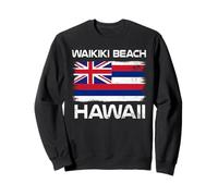 Waikiki Beach Hawaii Honolulu Oahu Hawaiian Flag Design Sweatshirt