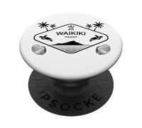 Waikiki Hawaii Island Sea Turtle Palm Oahu Souvenir Honolulu PopSockets Adhesive PopGrip