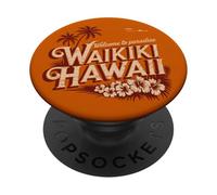 Waikiki Hawaii Welcome to Paradise Vintage Retro Design PopSockets Adhesive PopGrip