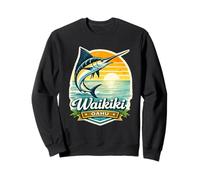 Waikiki Oahu Hawaii Marlin Fishing Sunset Design Sweatshirt