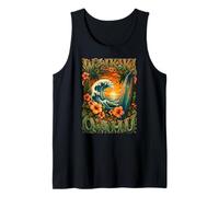 Waikiki Oahu Surfboard Hibiscus Vintage Ocean Wave Tank Top