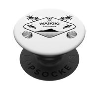 Waikiki Polynesia Sea Turtle Palms Hawaii South Seas Island PopSockets Adhesive PopGrip