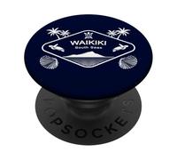 Waikiki South Seas Hawaii Sea Turtle Palms Beach Souvenir PopSockets Adhesive PopGrip