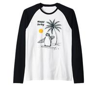 Waikiki Surfing Penguin - Tropical Island, Hawaii Surf Raglan Baseball Tee