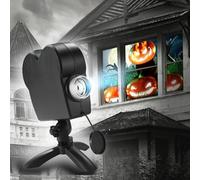 WaikUb Halloween Christmas Window Projector Light, 12 Movies Festival LED Projection Decoration Lamp for Outdoor/Indoor, Turns Your Windows into Movie Screens,Black