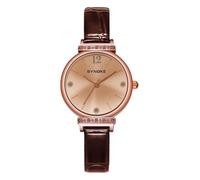 WaikUb Ladies Watches, Small Face Round Watches for Women, Quartz Movement, Elegant Diamond Stainless Steel Women's Dress Watch,Brown