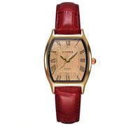 WaikUb Watch for Women Classic Easy Reader Quartz Watch Rectangle Case with Roman Numerals Date Display with Leather Strap 30M Water Resistant,Red