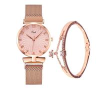 WaikUb Watch for Women Quartz Bracelet Watches Crystal Diamonds Dress Watch Female Waterproof Wristwatch,Pink