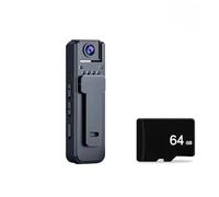 waillynice 1080P HD Mini Camera with Infrared Night Vision, 180° Rotating Lens, 128G Support, Portable BodyCam for Police, Outdoor Sports & Bike Recording (F9(Black)-64G Card)