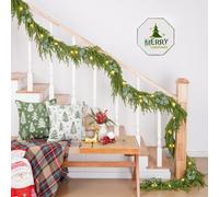 Waipfaru 15ft Christmas Decoration, Christmas Norfolk Pine Garland，Realistic Pine Garland ，Artificial Faux Cedar Garland for Christmas Table Fireplace Wall Home Decoration