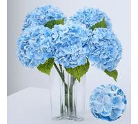 Waipfaru 4 PCS Hydrangea Artificial Flowers, Real Touch Blue Hydrangea Artificial Flowers, Full Latex Fake Hydrangeas for Home Decor Party Floral Arrangements Wedding Bouquets Centerpieces
