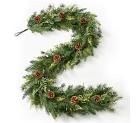 Waipfaru 5.8FT Christmas Garland, Realistic Cedar Garland with Pinecone Real Touch Garlands, Cypress Garlands for Mantle Indoor Outdoor Decor